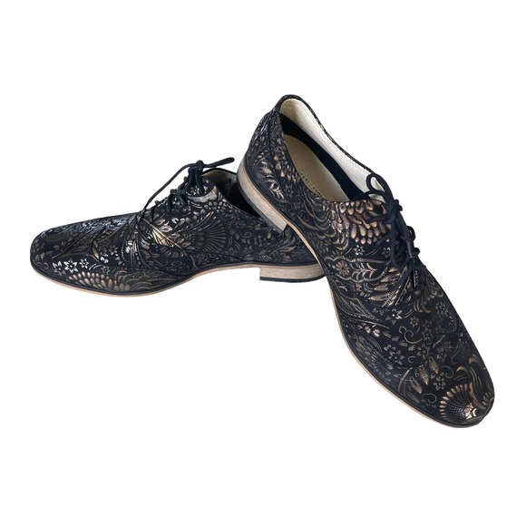 Zapato Oxfords Black Gold Size Women’s 39 - Picture 3 of 11
